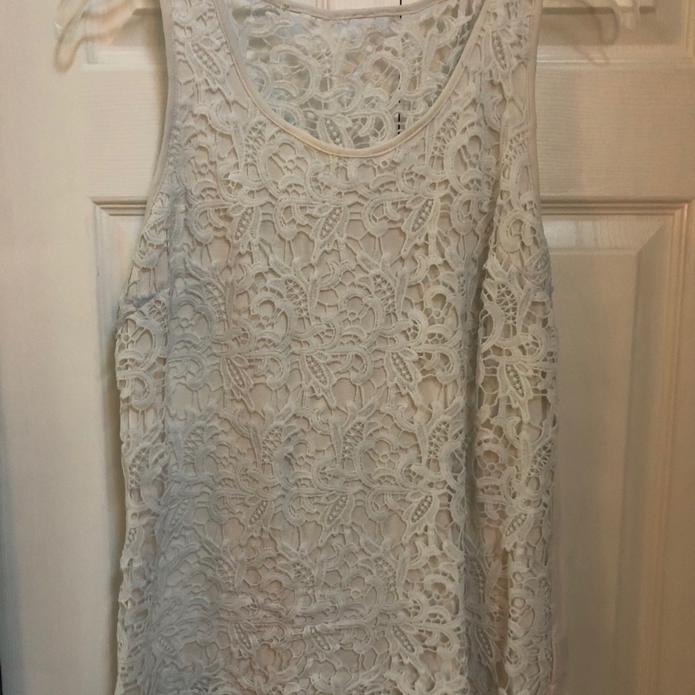 White Lace Sleeveless Top